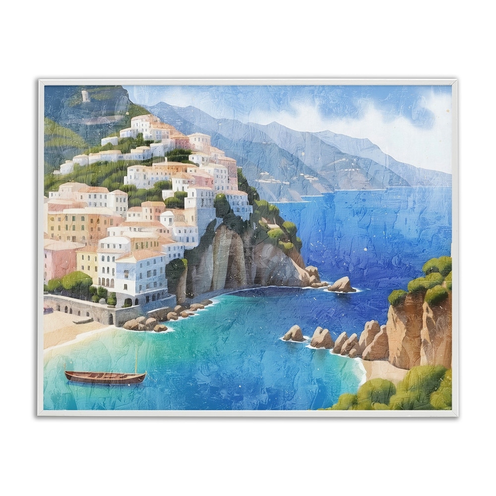 Stupell Vibrant Coastal Seascape Framed Giclee Art Design By Kim Allen