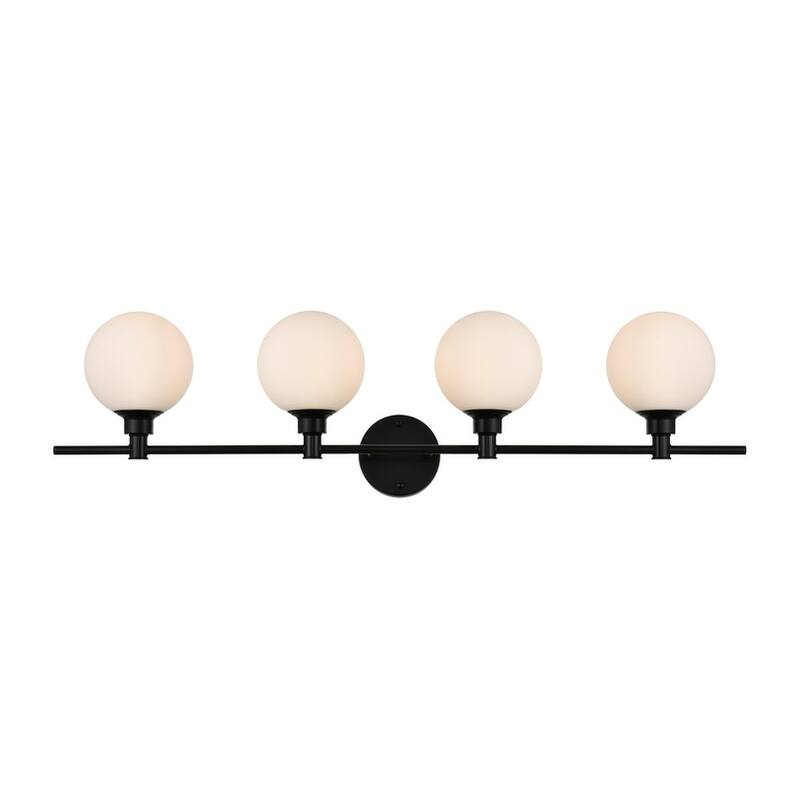 Corda 1 Light Black and Frosted White Bath Sconce - Black - 38