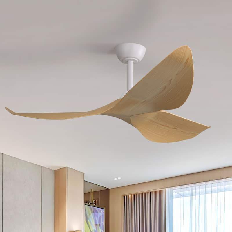 Sofucor 52inch Farmhouse Vintage Ceiling Fan with Wave-shaped curved Blades, Remote Control,Without Light - 52 Inches
