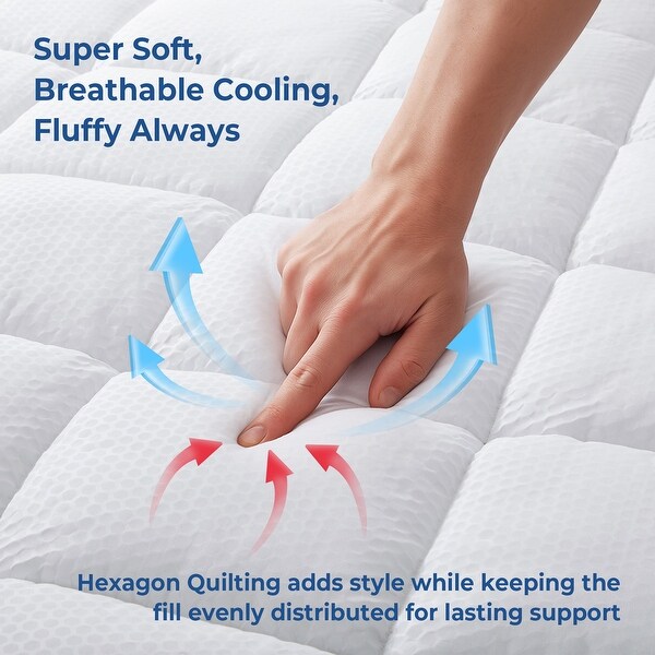 PCM Cool Touch Cooling White Mattress Pad & Protector with Elastic