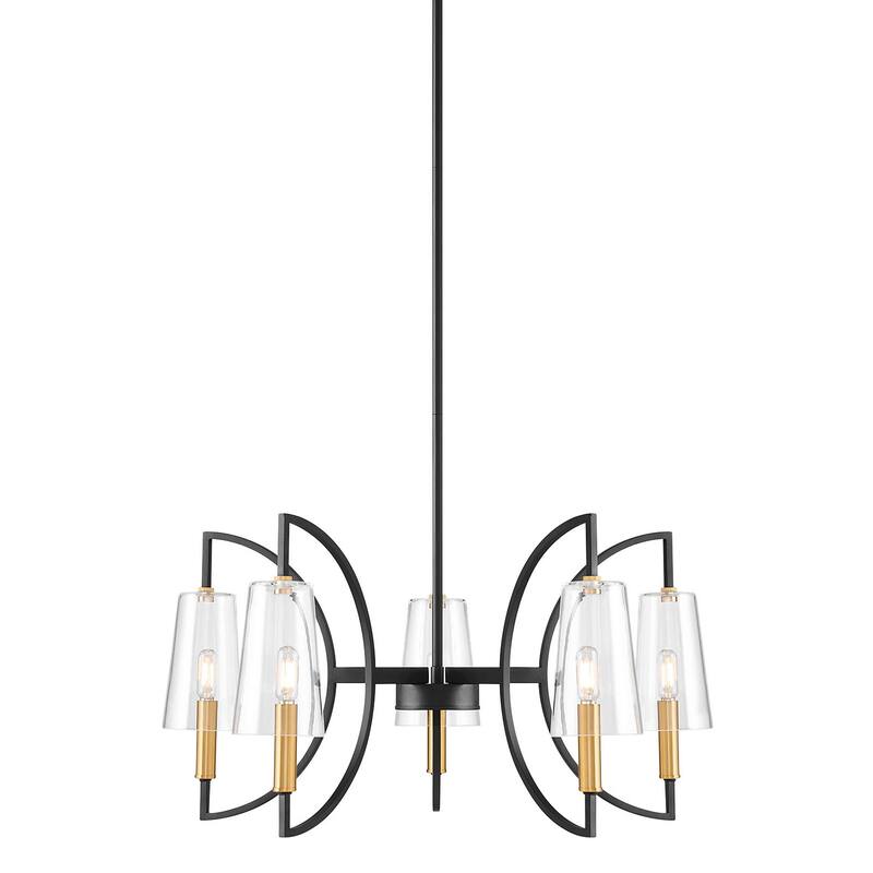 Savoy House 1-7169-5 Hanley 5 Light 28" Wide LED Chandelier - Matte Black / Warm Brass