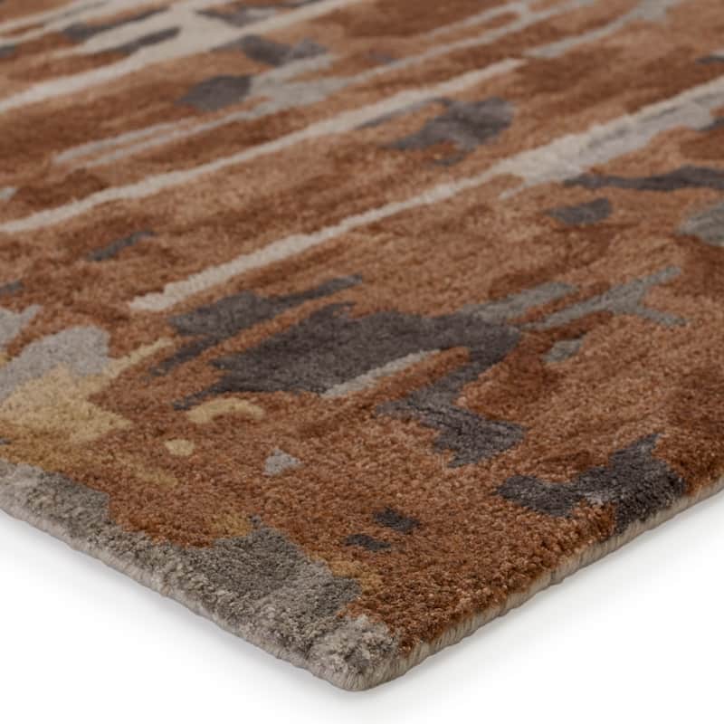 Theros Handmade Abstract Gray/ Bronze Area Rug