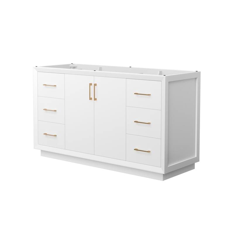 Wyndham Collection WCF414160S-CXSXX-MXX Strada 59" Single Free - White / Satin Bronze Hardware