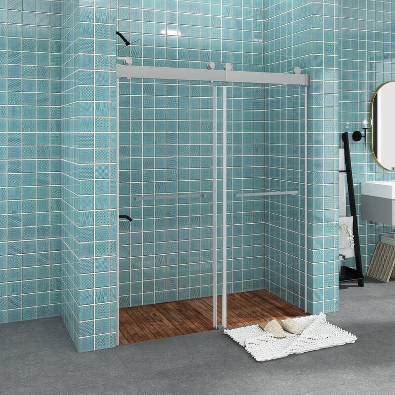 48/60/72 in. W Sliding Frameless Shower Door in Chrome with Tempered glass