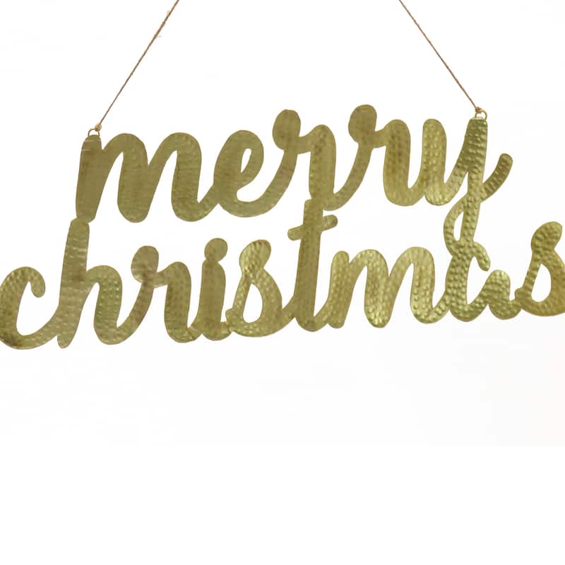 National Tree Company 19 in. HGTV Home Collection "Merry Christmas" Metal Sign with Gold Finish - 19 in