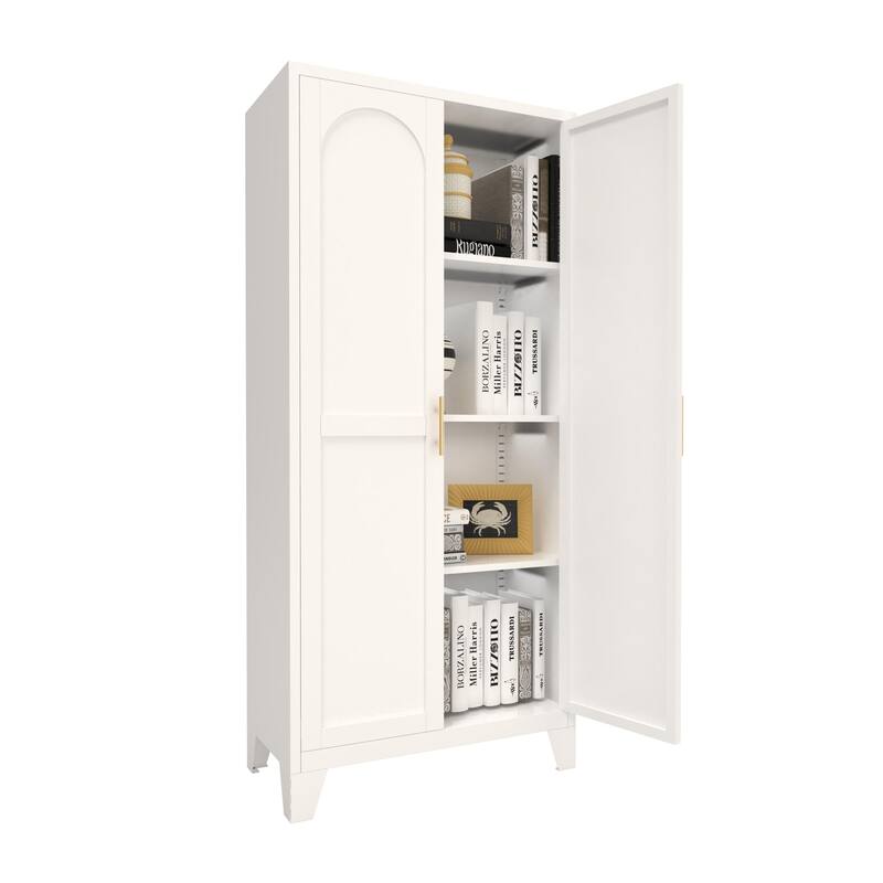 61" 2 Shapely Doors Cabinet, Metal Storage Cabinet with Doors and Adjustable Shelves
