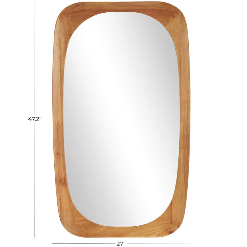 Wood Oval Wall Mirror - Dark Brown or Brown - Roche River Decor
