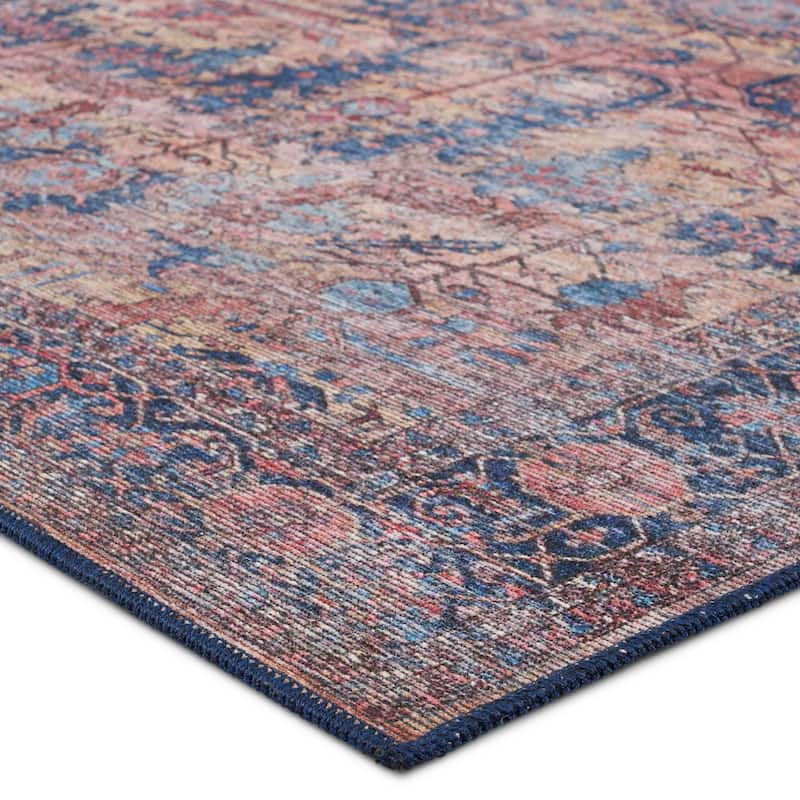 Ainsworth Machine Washable Medallion Blue/ Pink Area Rug
