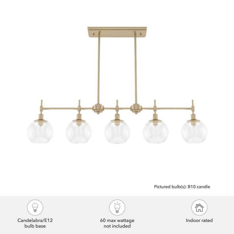 Hunter Xidane 5 Light Linear Chandelier - Dining Room, Kitchen Island - Contemporary, Transitional, Mid-Century Modern - 5-Light