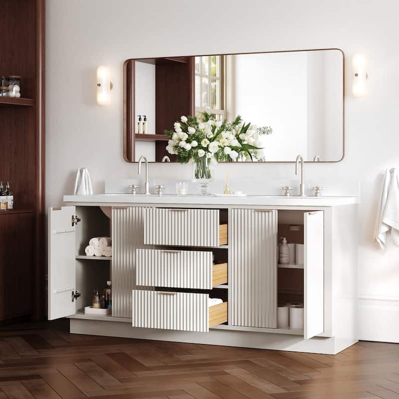 Ariel P73DWQRVO Milan 73" Free Standing Double Basin Vanity Set with