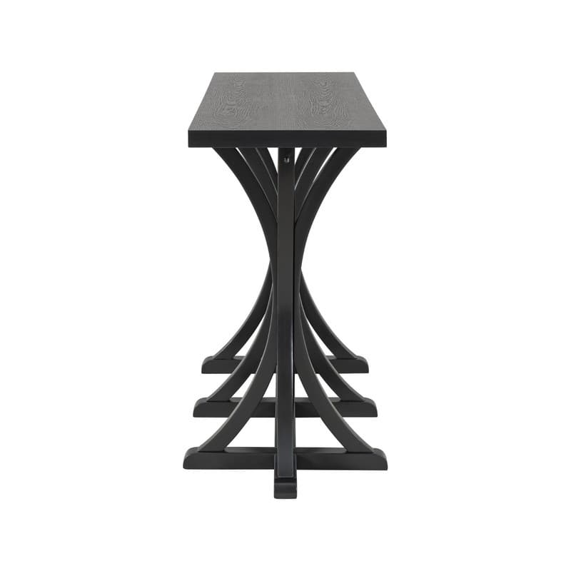 Wooden Console Table, Farmhouse Entryway Table with Oak Veneer Top and Rubberwood Curved Legs