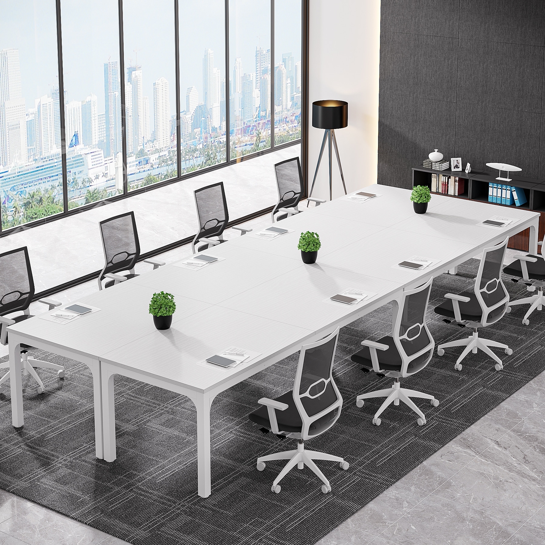 13FT Large Rectangle Conference Meeting Seminar Table for 12