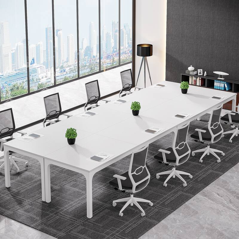 Long Conference Table Set of 4, 13FT Large Rectangle Meeting Seminar Table, 78.74-Inch Business Tables