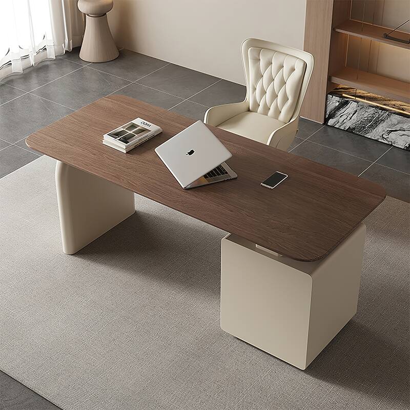 Walnut 3-Drawer Writing Desk With Storage For Office And Home Office