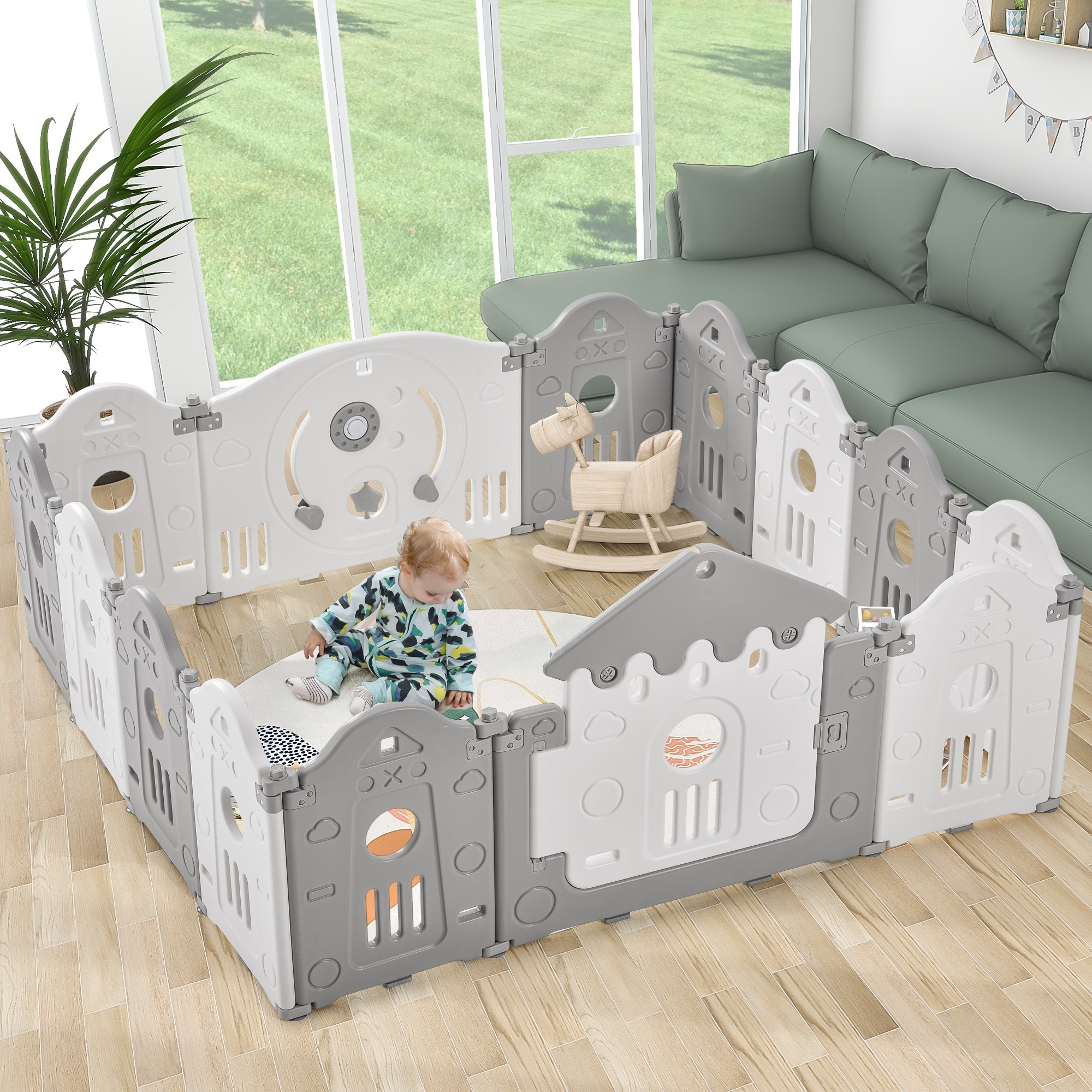Playpen with slide and swing cheap