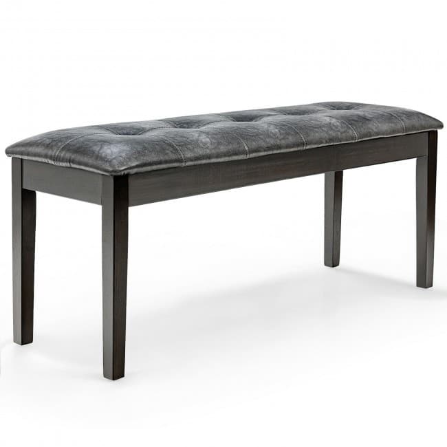 Upholstered Dining Room PU Bench Solid Wood Button Tufted - 46" x 16" x 20" (L x W x H)
