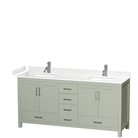 Sheffield Double Bathroom Vanity Set, Cultured Top, No Mirror