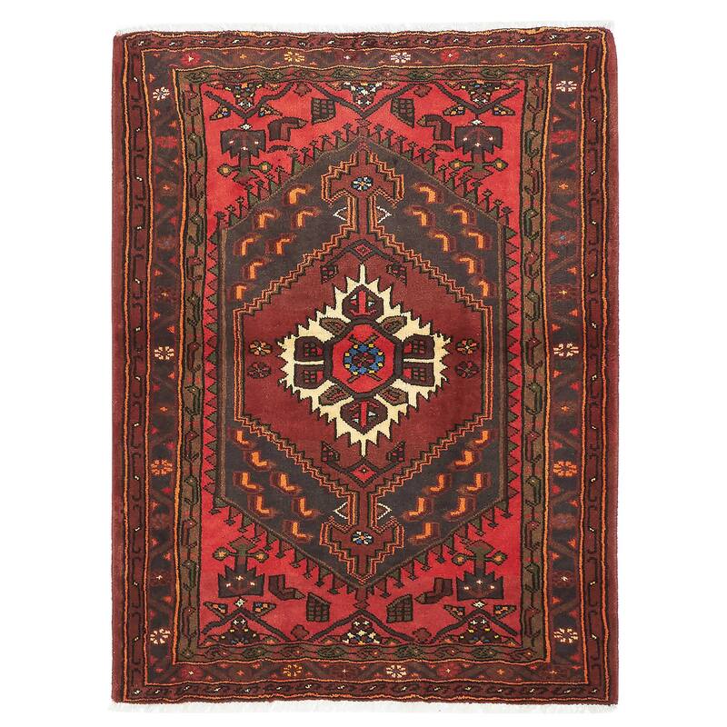 ECARPETGALLERY Hand-knotted Andelz Red Wool Rug - 3'7 x 4'10