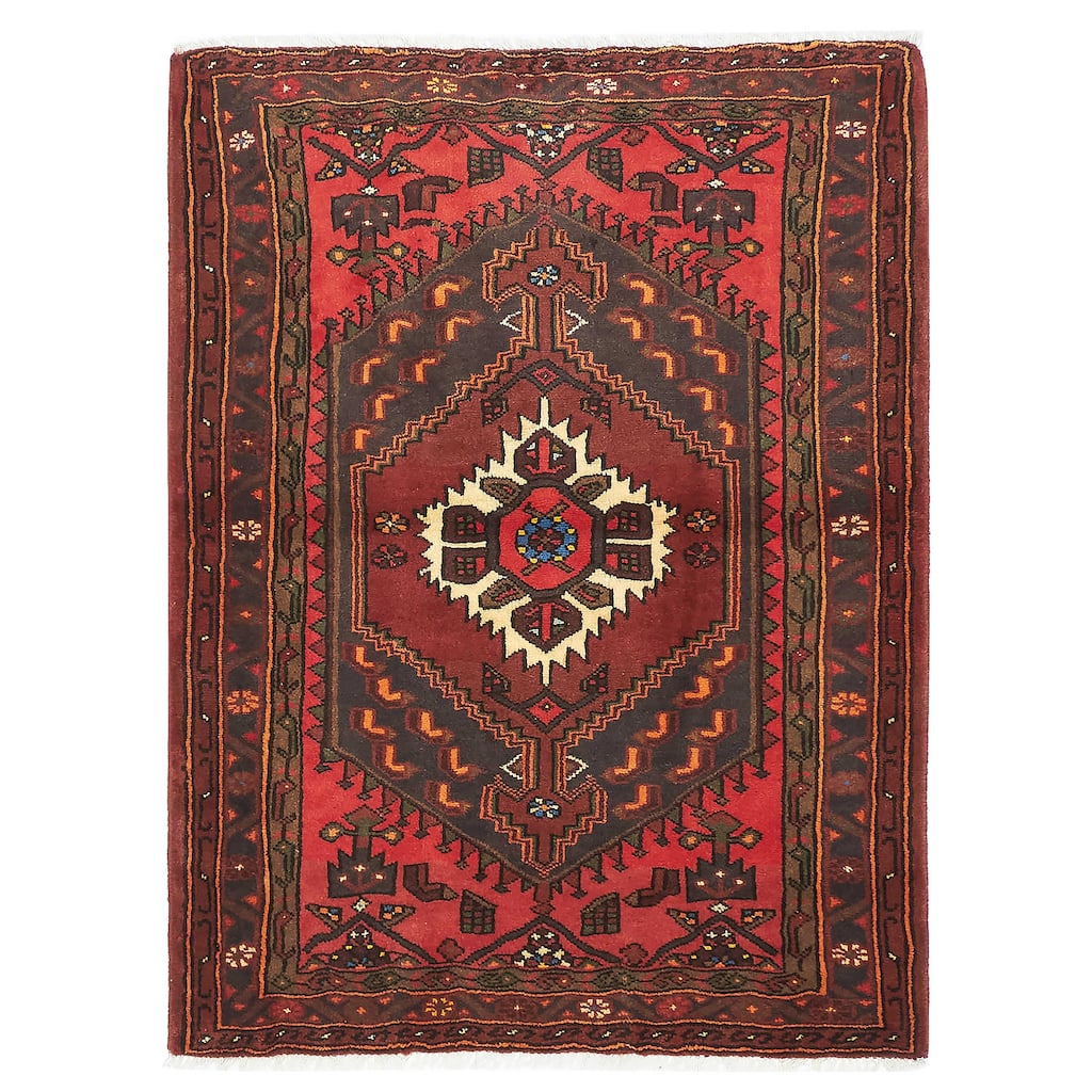 ECARPETGALLERY Hand-knotted Andelz Red Wool Rug - 3'7 x 4'10