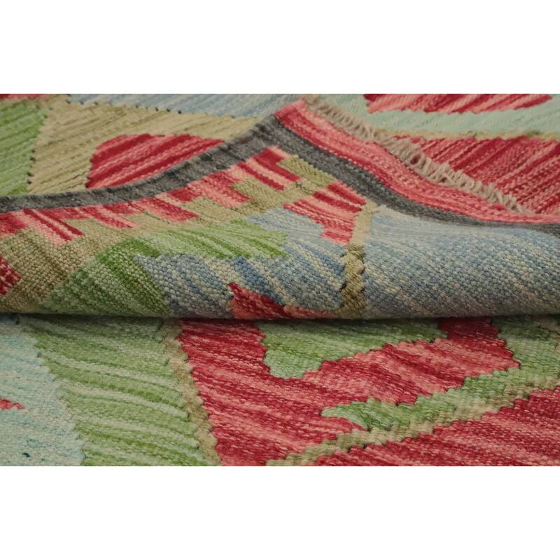 Hand Woven Oriental 100% Wool Carpet Southwestern Tribal Multi-Colored Kilim Area Rug - 5' 11'' X 4' 2''