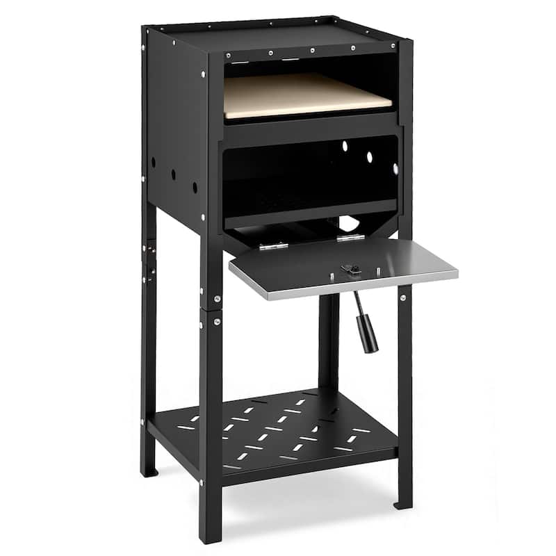 Freestanding 12-Inch Pizza Oven with Wood Burner Vent System for Quick Outdoor Cooking - 15" × 12.5" × 34"