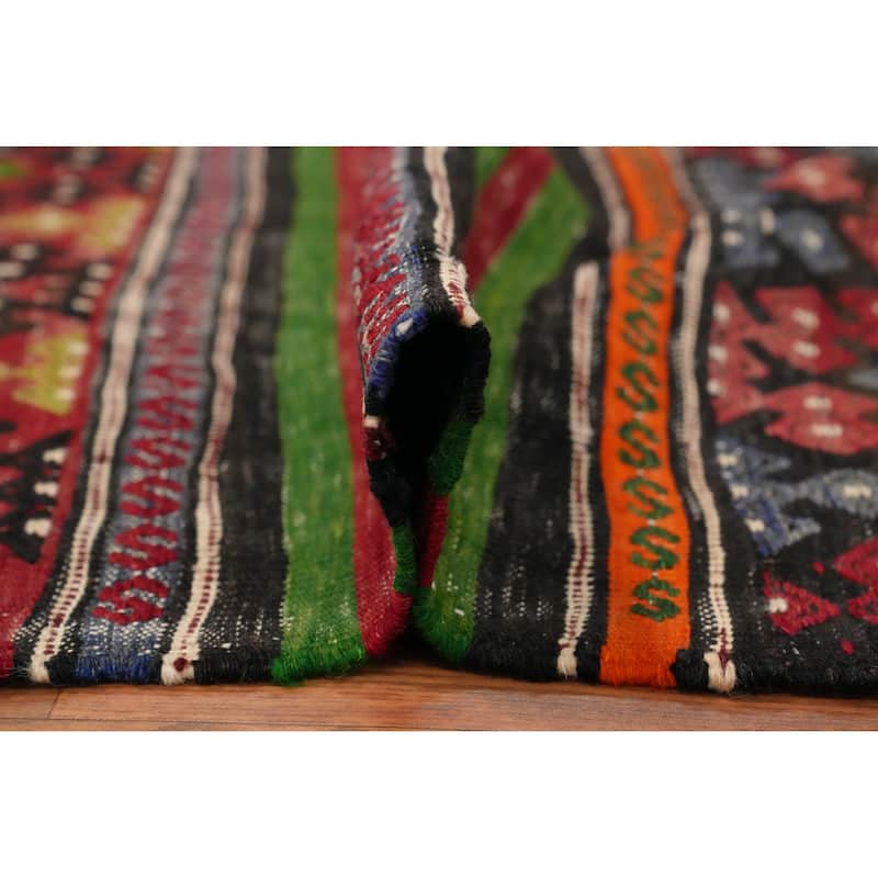Hand Woven Oriental 100% Wool Carpet Southwestern Tribal Multi-Colored Kilim Area Rug - 10' 6'' X 5' 1''