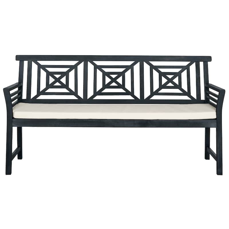 SAFAVIEH Outdoor Vessela Mar 3-Seat Bench with Cushion - 22Wx63Dx34H