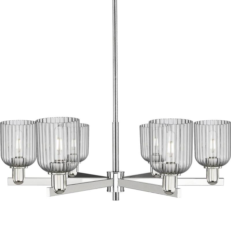 Innovations Lighting 716-6CR-11-35 Bridal Veil Chandelier Bridal Veil - Polished Nickel / Light Smoke