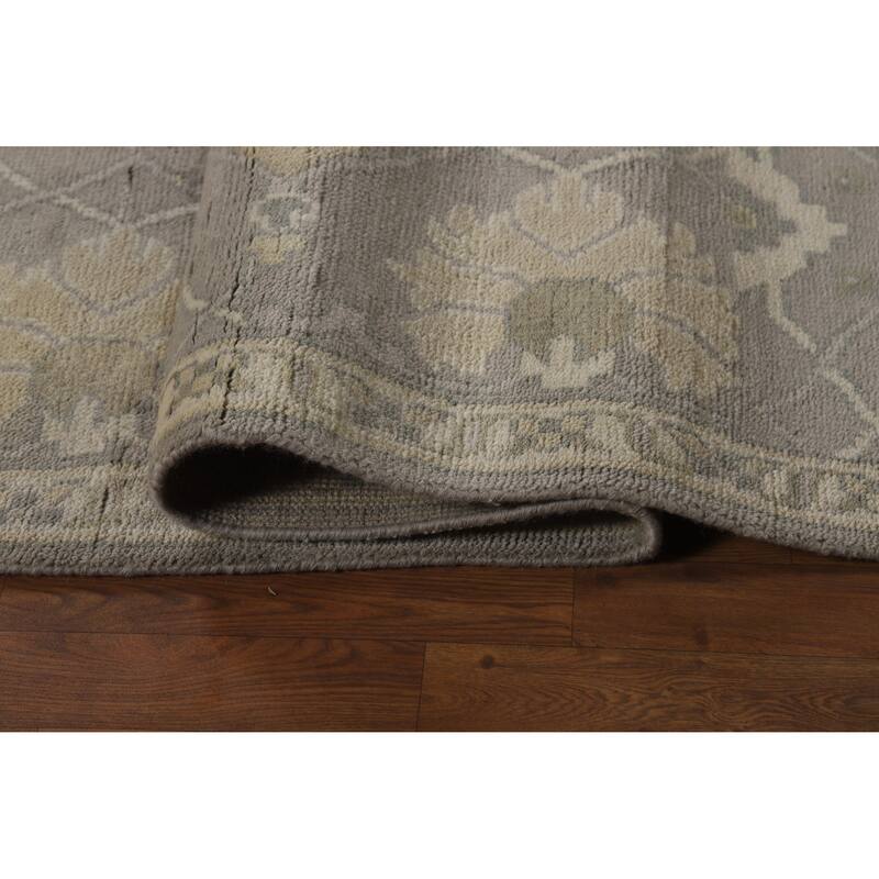 Transitional Gray Oushak Indian Area Rug Handmade Wool Carpet - 8'4" x 11'9"