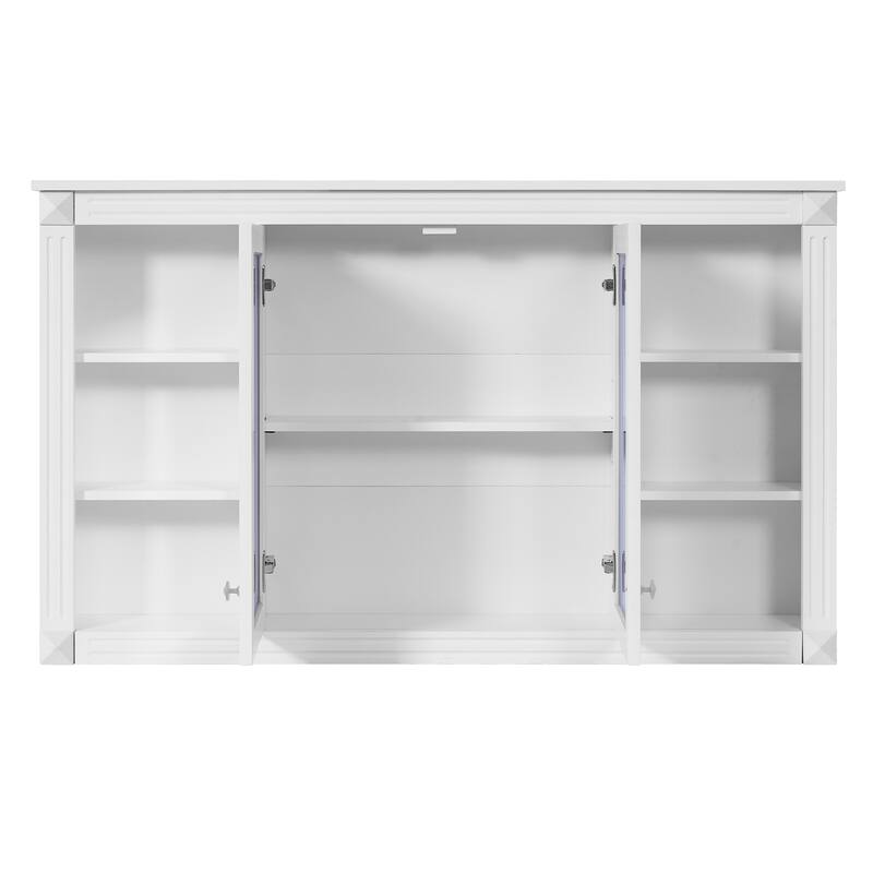 Roomfitters 47 Inch Wall Mount Medicine Cabinet, Mirror Storage with Open Shelves & Adjustable Shelf