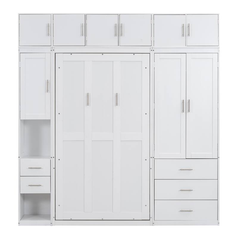 Twin Size Murphy Bed with Lockers and Wardrobes
