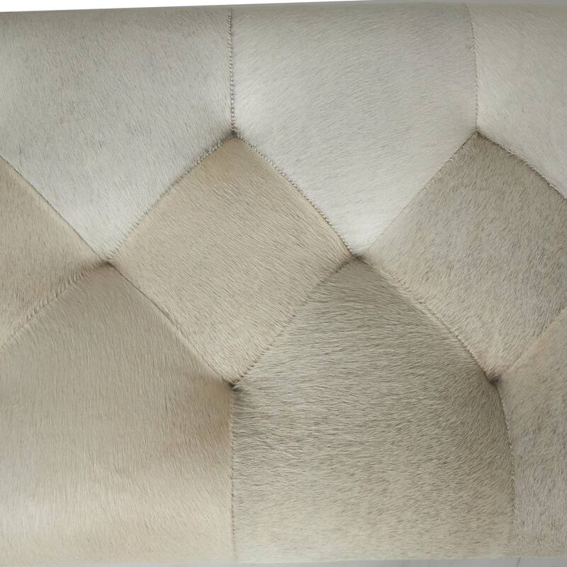 Leather Upholstered Tufted Home Bench with Silver Diagonal Base - Grey - Roche River Decor