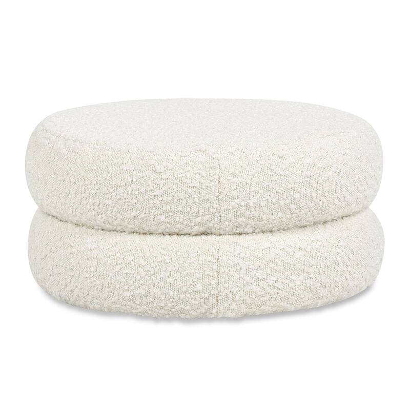 18.5" Floor Cushion Footrest Upholstered Ottoman, Ivory White Boucle