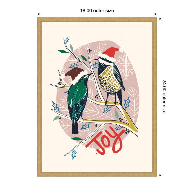 Kate and Laurel Sylvie Framed Canvas Winter Fellow Birds by Hannah Beisang