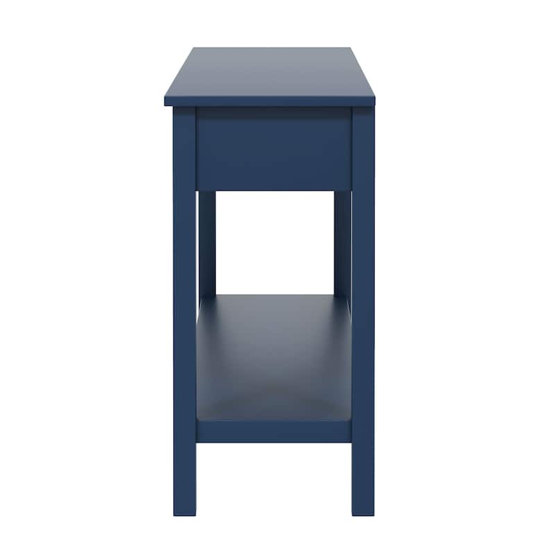 Roomfitters 60'' Entryway Console Table with Storage, Modern Accent Sofa Table with Geometric Front Design, Navy Blue