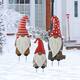 Glitzhome Set of 3 Christmas Metal Gnome Yard Stake or Standing Decor or Wall Decor (3 Functions)