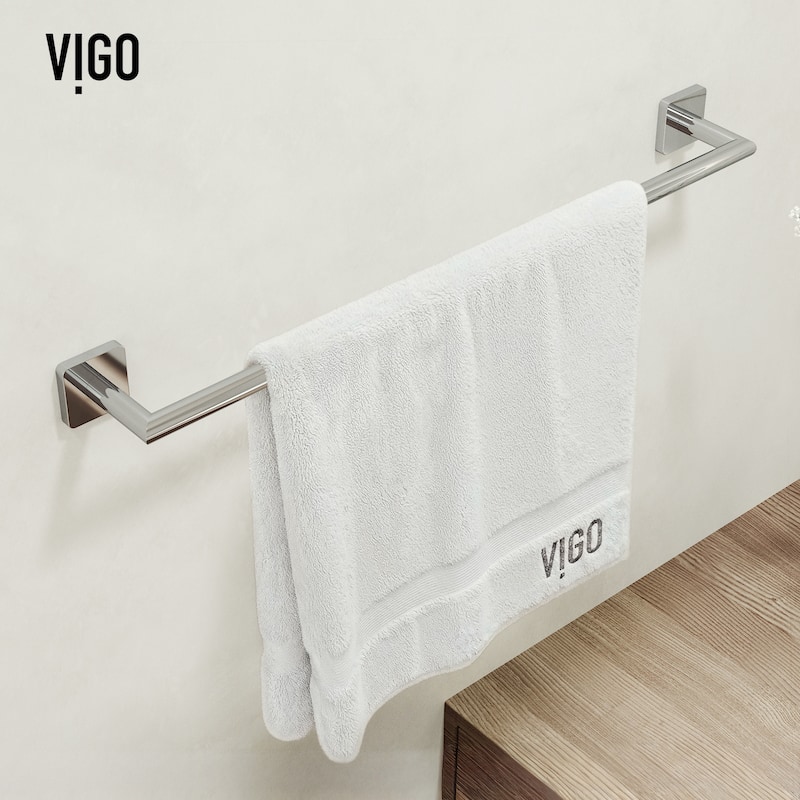 VIGO Satro 4-Piece Bathroom Hardware Accessory Set with 24 in. Towel Bar, Toilet Paper Holder, Hand Towel Holder, Hook