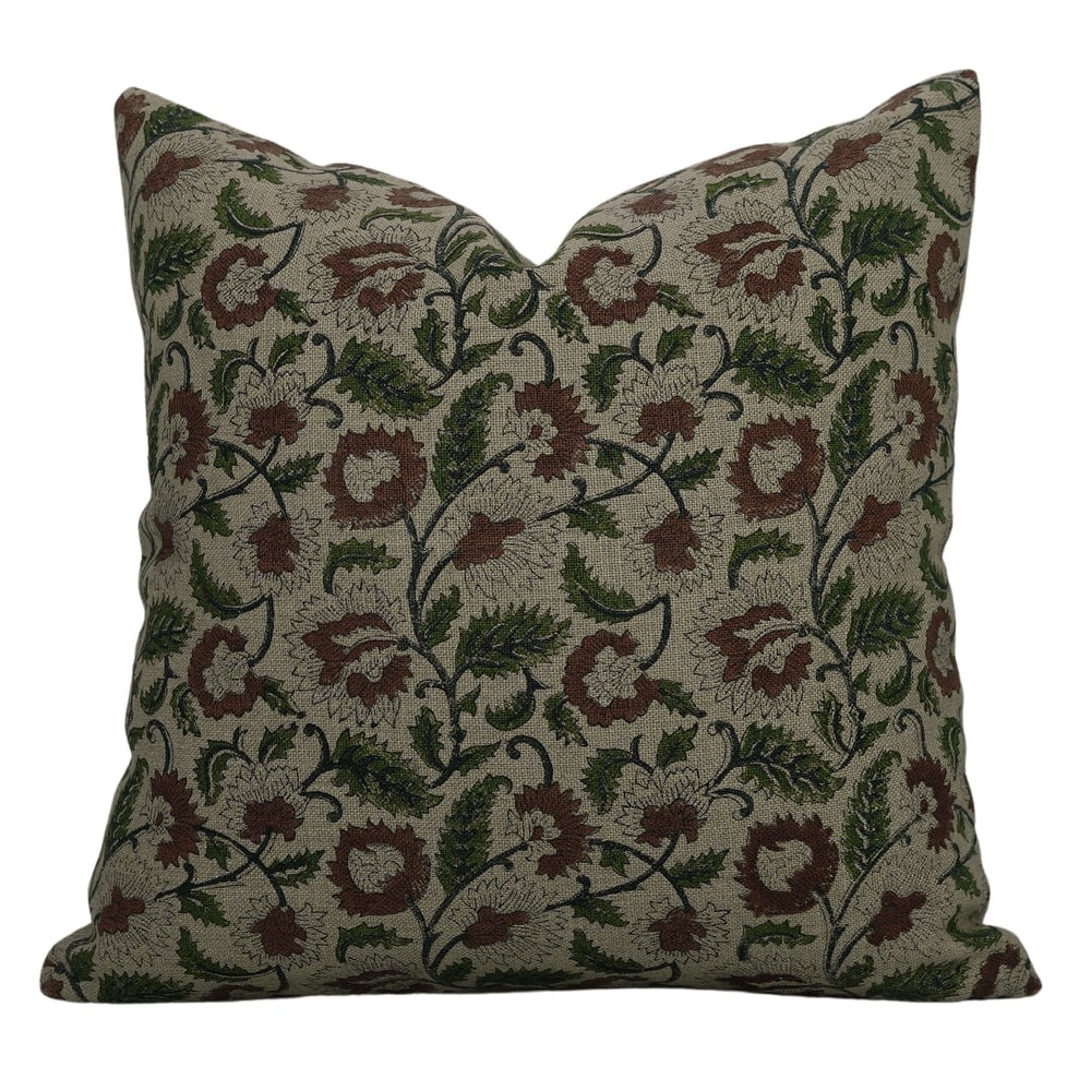 Linen Bohemian Block print pillow Cover- Mandakini