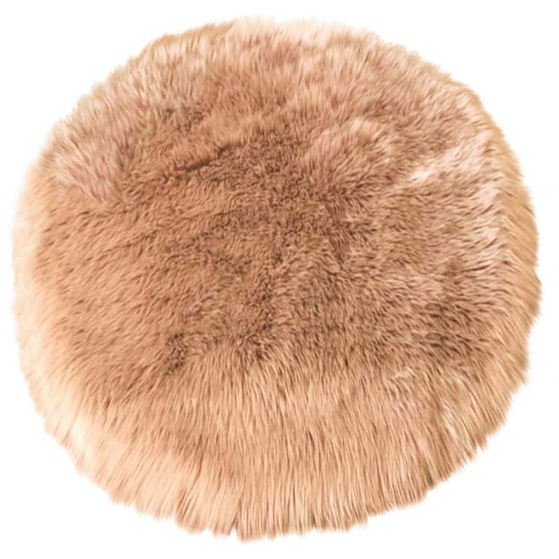 Silver Orchid Nansen Luxurious Faux Sheepskin Round Shag Area Rug