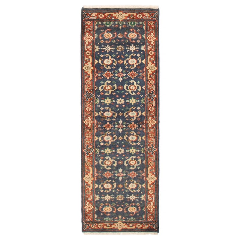 ECARPETGALLERY Hand-knotted Serapi Heritage Dark Navy Wool Rug - 2'7 x 7'9 - Dark Navy - 2'7 x 7'9