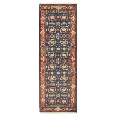 ECARPETGALLERY Hand-knotted Serapi Heritage Dark Navy Wool Rug - 2'7 x 7'9