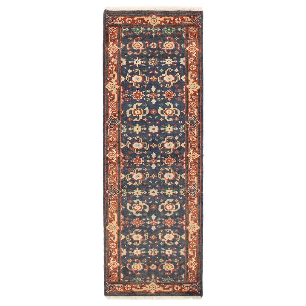 ECARPETGALLERY Hand-knotted Serapi Heritage Dark Navy Wool Rug - 2'7 x 7'9