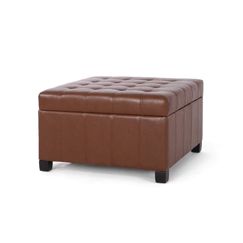 Lismore Faux Leather Storage Ottoman by Christopher Knight Home