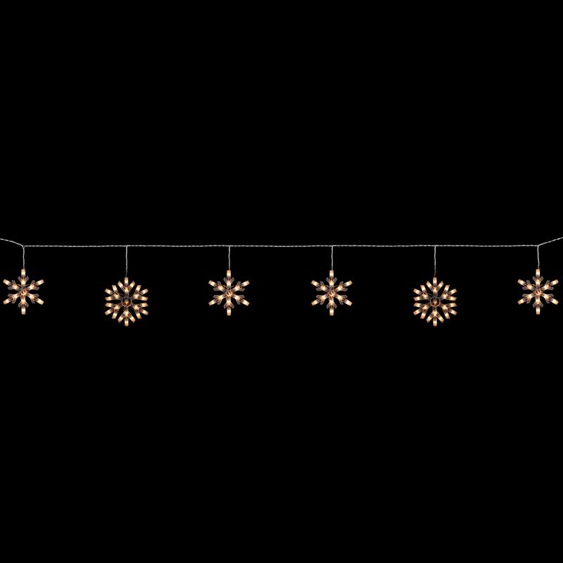 Snowflake Christmas Lights - White - 8.5' White Wire - 5ct
