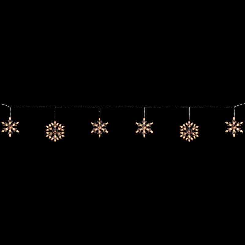 150ct White Snowflake Icicle Christmas Lights 8.5 ft White Wire - 8.5'
