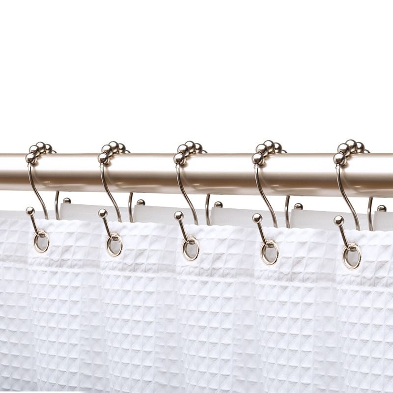 Utopia Alley Double Roller Ball Stainless Steel Shower Curtain Hooks Rings, Set of 12 - Brushed Nickel