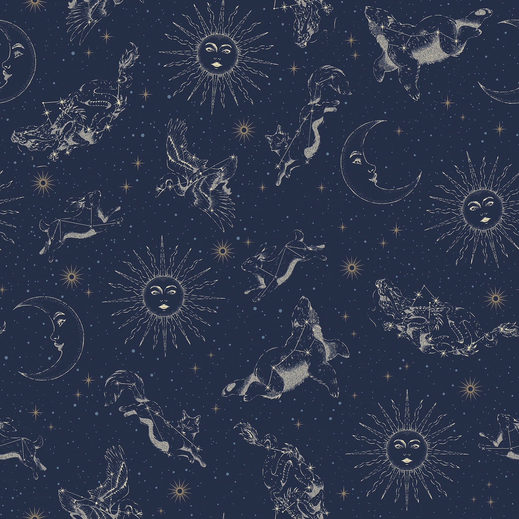 RoomMates Zodiac Dreams Navy Peel and Stick Wallpaper
