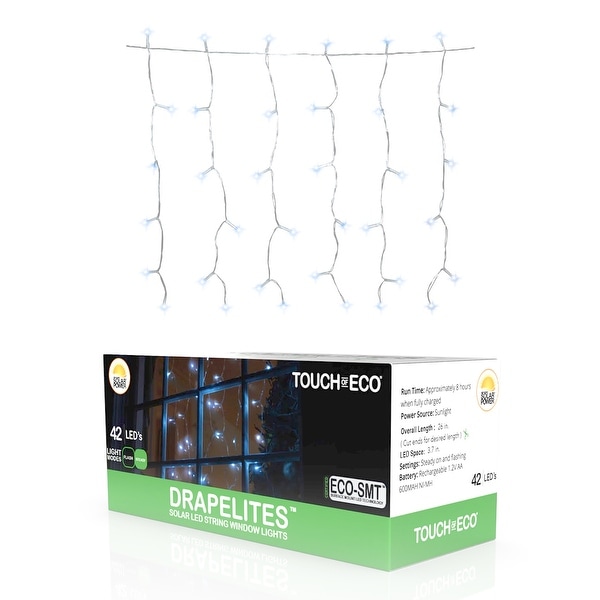 Solar Window Icicle 42 LED String Light - 1, 2 or 4 Pack - White