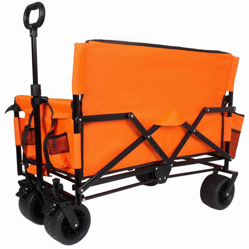 3-in-1 Folding Wagon Cart with Bench Seat, patent protection- Includes 1 ice pack, 500lbs Heavy-Duty Utility Wagon