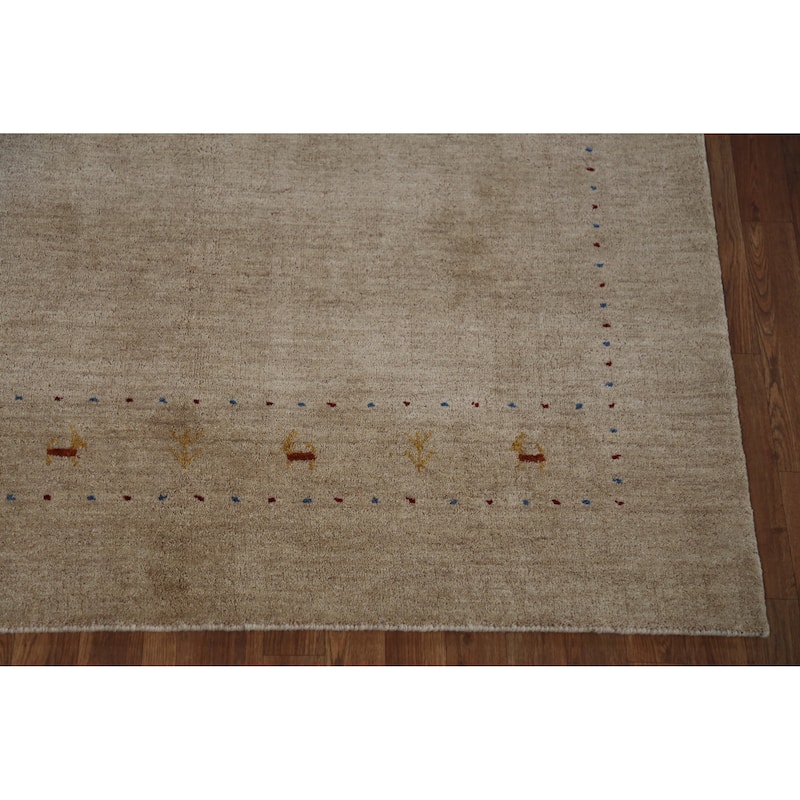 Gabbeh Indian Area Rug Hand-Knotted Bedroom Wool Carpet - 5'5" x 7'6"